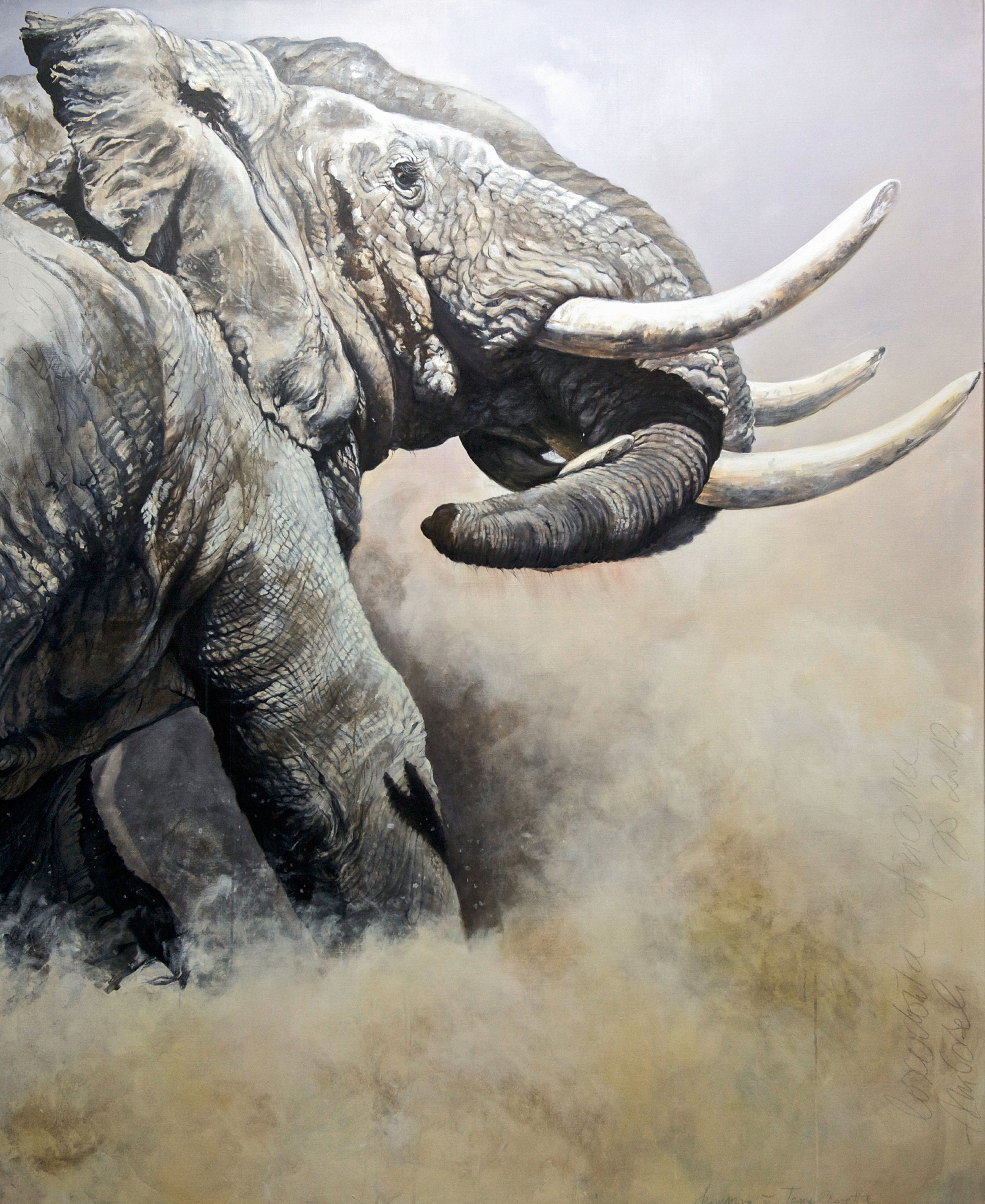 combat de mâles à Amboseli-acrylique sur toile-220-180 cm-2.jpg